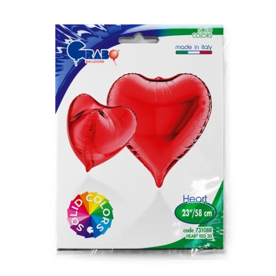 Srdce 3D červené 23"/58cm fóliový balónek nafukovací - 73108R-P-P-Packaged.jpg