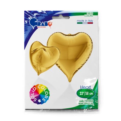 Srdce 3D zlaté 23"/58cm fóliový balónek nafukovací - 73112G5-P-P-Packaged.jpg