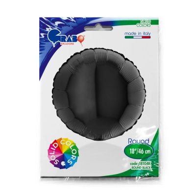 Kruh černý 18"/46cm fóliový balónek nafukovací - 18104K-P-Packaged.jpg