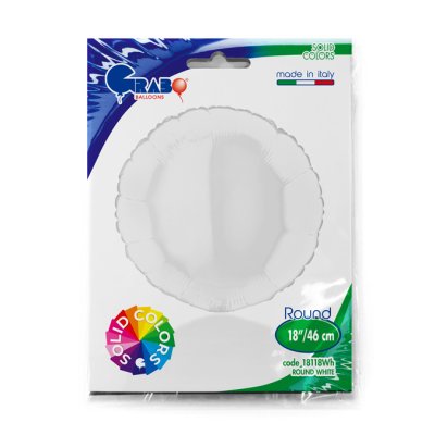 Kruh bílý 18"/46cm fóliový balónek nafukovací - 18118Wh-P-Packaged.jpg