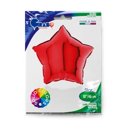Hvězda červená 18"/46cm fóliový balónek nafukovací - 19208R-P-Packaged.jpg