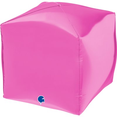 Krychle tm. růžová 4D 38cm/15" fóliový balónek nafukovací