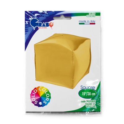 Krychle zlatá 4D 38cm/15" fóliový balónek nafukovací - 74312G5-P-Packaged.jpg