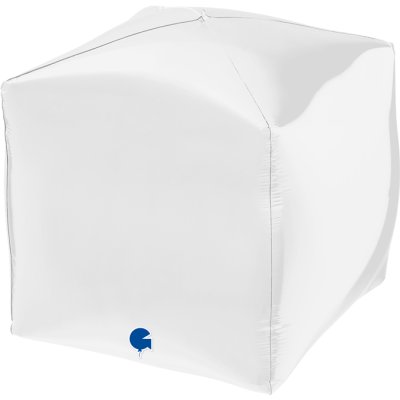 Krychle bílá 4D 38cm/15" fóliový balónek nafukovací