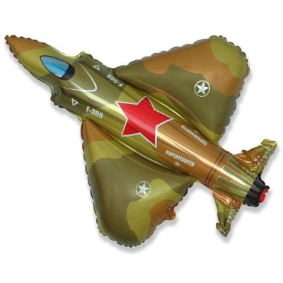 Vojenská stíhačka 99cm x 96cm fóliový balónek