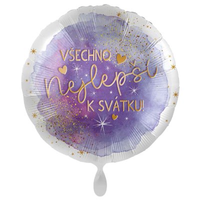 Kruh Všechno nejlepší k svátku CZ 43 cm - fóliový balónek