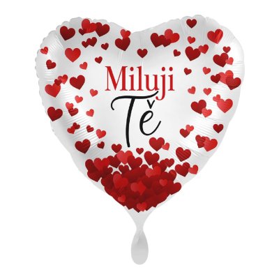 Srdce Miluji tě srdíčka CZ 43 cm - fóliový balónek