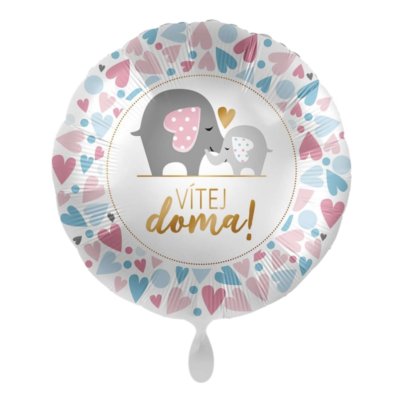 Kruh Vítej doma! Sloníci CZ 43 cm - fóliový balónek