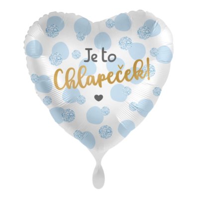 Srdce je to chlapeček! CZ 43 cm - fóliový balónek