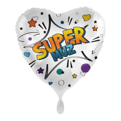 Srdce Super muž CZ 43 cm - fóliový balónek