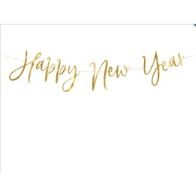 Závěsný baner nápis "Happy New Year" zlatý 66x18cm