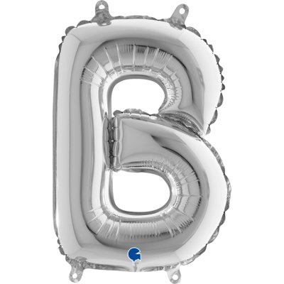 PÍSMENO STŘÍBRNÉ MINI B (35cm,14") fóliový balónek nafukovací