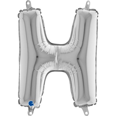 PÍSMENO STŘÍBRNÉ MINI H (35cm,14") fóliový balónek nafukovací