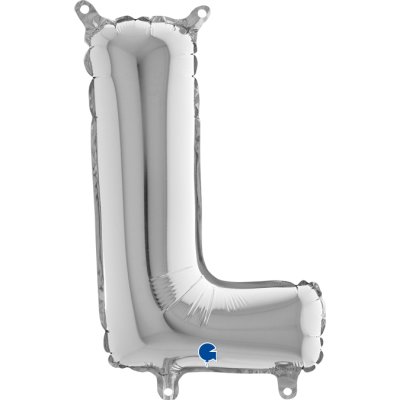 PÍSMENO STŘÍBRNÉ MINI L (35cm,14") fóliový balónek nafukovací