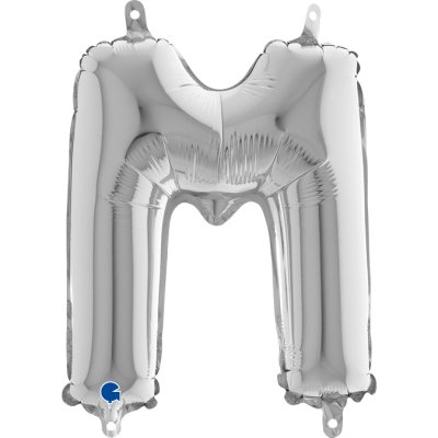 PÍSMENO STŘÍBRNÉ MINI M (35cm,14") fóliový balónek nafukovací