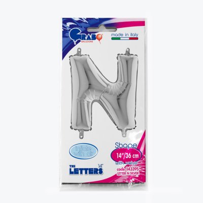 PÍSMENO STŘÍBRNÉ MINI N (35cm,14") fóliový balónek nafukovací - 14339S-P-Packaged.jpg