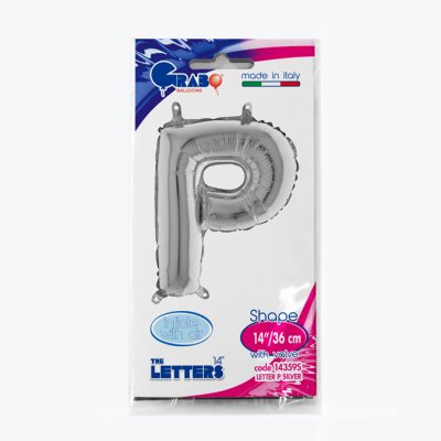 PÍSMENO STŘÍBRNÉ MINI P (35cm,14") fóliový balónek nafukovací - 14359S-P-Packaged.jpg