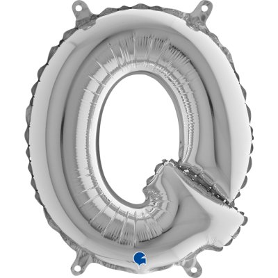 PÍSMENO STŘÍBRNÉ MINI Q (35cm,14") fóliový balónek nafukovací