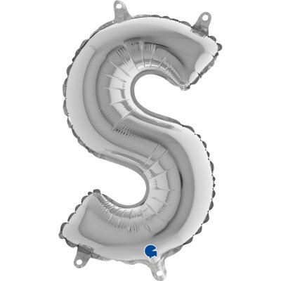 PÍSMENO STŘÍBRNÉ MINI S (35cm,14") fóliový balónek nafukovací