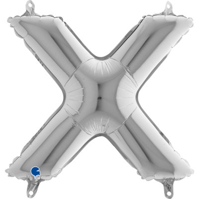PÍSMENO STŘÍBRNÉ MINI X (35cm,14") fóliový balónek nafukovací