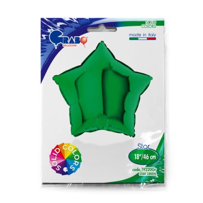 Hvězda zelená 18"/46cm fóliový balónek nafukovací - 19220Gr-P-Packaged.jpg