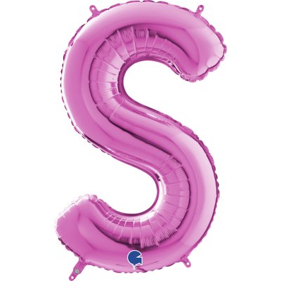 PÍSMENO RŮŽOVÉ S (66cm,26") fóliový balónek nafukovací