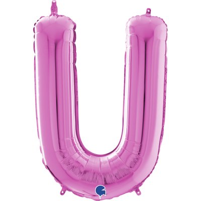 PÍSMENO RŮŽOVÉ U (66cm,26") fóliový balónek nafukovací