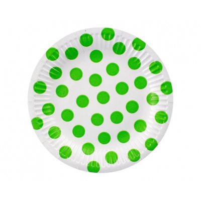 Talířky papírové EKO - ,,puntík" sv. zelené 18cm, 6ks