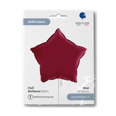 Hvězda satenová třešeň 18"/46cm fóliový balónek nafukovací - 192S03CY-P-Packaged-1.jpg