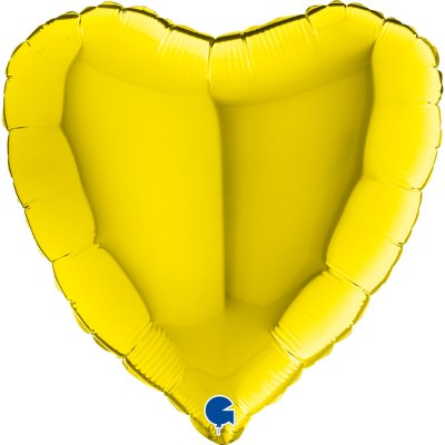 Srdce žluté 18"/46cm fóliový balónek nafukovací