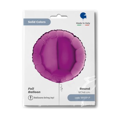Kruh fialový 18"/46cm fóliový balónek nafukovací - 18105P-P-Packaged-1.jpg