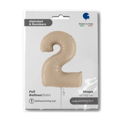 ČÍSLICE KRÉMOVÁ 2 (102cm,40") fóliový balónek nafukovací - 400200SCR-P-Packaged.jpg