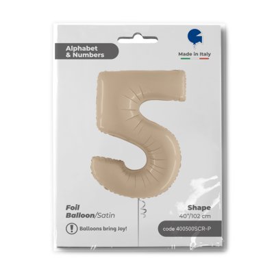ČÍSLICE KRÉMOVÁ 5 (102cm,40") fóliový balónek nafukovací - 400500SCR-P-Packaged.jpg