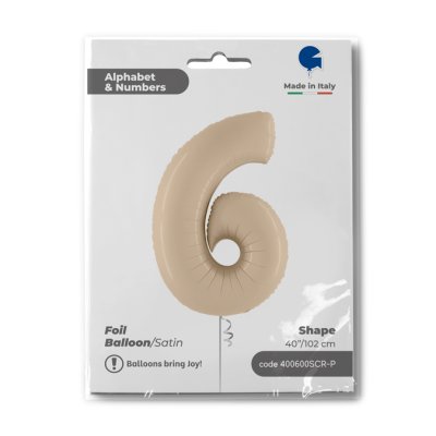 ČÍSLICE KRÉMOVÁ 6 (102cm,40") fóliový balónek nafukovací - 400600SCR-P-Packaged.jpg