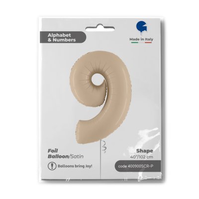 ČÍSLICE KRÉMOVÁ 9 (102cm,40") fóliový balónek nafukovací - 400900SCR-P-Packaged.jpg