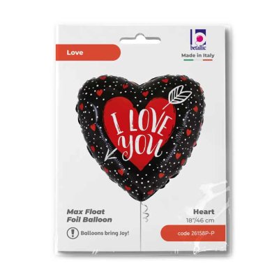 Šíp v sdrci ILY 18"/46cm srdce fóliový balónek nafukovací - 26158P-P-Packaged-1.jpg