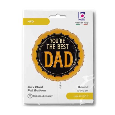 Nejlepší táta 18"/46cm kruh fóliový balónek nafukovací - 26175P-P-Packaged-1.jpg