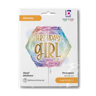 Birthday girl pastel 18"/46cm hexagon fóliový balónek nafukovací - 26203RH-P-Packaged.jpg