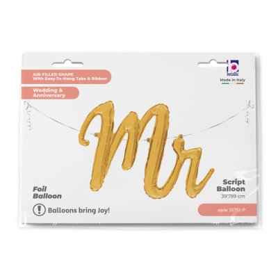 Mr zlaté 39"/99cm fóliový balónek nafukovací nafukovací - 35792-P-Packaged.jpg