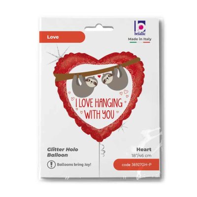 Lenochodi na větvi sdrce 18"/46cm fóliový balónek nafukovací - 36927GH-P-Packaged-1.jpg