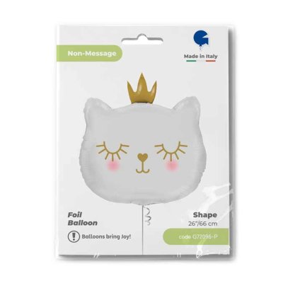 Kočka princezna bílá hlava 21"/53cm fóliový balónek nafukovací - G72096-P-Packaged-1.jpg