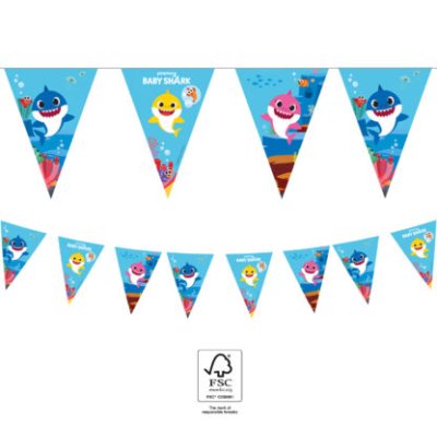 Vlaječková girlanda - Baby Shark (9 vlajek)