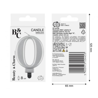 Svíčka dortová číslo 0 stříbrná  8cm - 97539.jpg