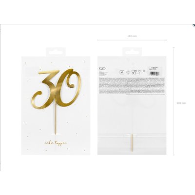 Dortová ozdoba "30" zlatá, 20.5cm - Screenshot 2022-05-26 at 13-14-50 Cake topper ''30'' gold 20.5cm - Internet shop PartyDeco.jpg