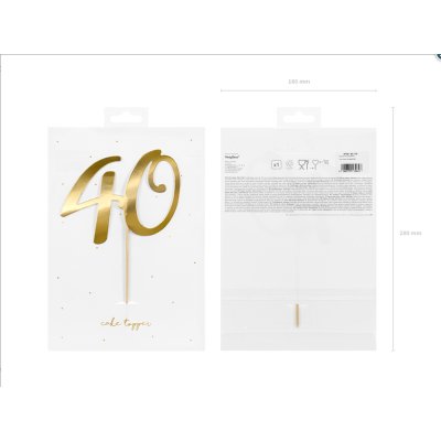 Dortová ozdoba "40" zlatá, 20.5cm - Screenshot 2022-05-26 at 13-20-37 Cake topper ''40'' gold 20.5cm - Internet shop PartyDeco.png