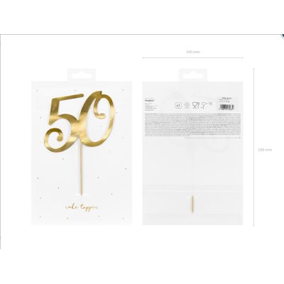 Dortová ozdoba "50" zlatá, 20.5cm - Screenshot 2022-05-26 at 13-24-14 Cake topper ''50'' gold 20.5cm - Internet shop PartyDeco.png