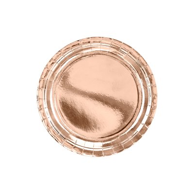 Talířky papírové, rosegold, 23cm, 6ks