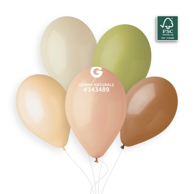 Balónek 30cm/12"  přírodní mix (100ks/bal) - 100-fsc-certified-nrl-balloons-gemar-naturals.jpg