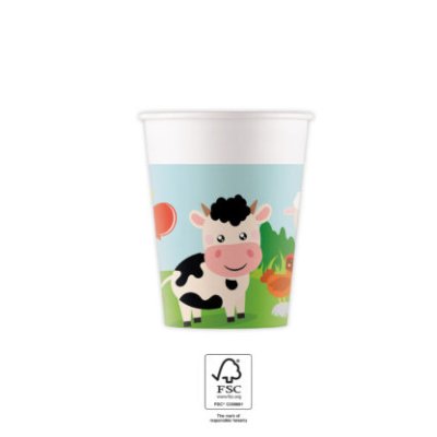 Kelímky papírové EKO - Farma 200ml/8ks