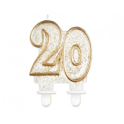 Svíčka dortová číslo 20 zlaté